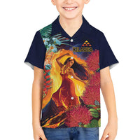 Hawaii Kilauea Big Islands Family Matching Off Shoulder Short Dress and Hawaiian Shirt Pele Goddess With Tropical Flowers LT14 Son's Shirt Art - Polynesian Pride