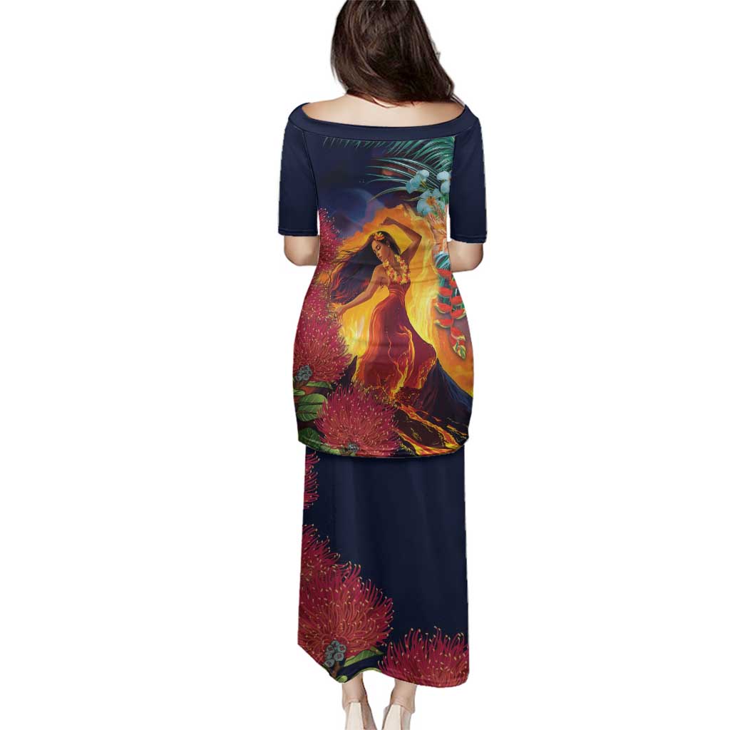 Hawaii Kilauea Big Islands Family Matching Puletasi and Hawaiian Shirt Pele Goddess With Tropical Flowers LT14 - Polynesian Pride