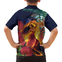 Hawaii Kilauea Big Islands Family Matching Summer Maxi Dress and Hawaiian Shirt Pele Goddess With Tropical Flowers LT14 - Polynesian Pride