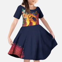 Hawaii Kilauea Big Islands Family Matching Summer Maxi Dress and Hawaiian Shirt Pele Goddess With Tropical Flowers LT14 Daughter's Dress Art - Polynesian Pride