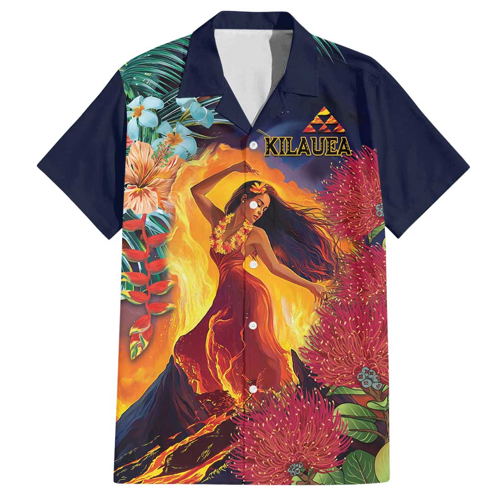 Hawaii Kilauea Big Islands Family Matching Summer Maxi Dress and Hawaiian Shirt Pele Goddess With Tropical Flowers LT14 Dad's Shirt - Short Sleeve Art - Polynesian Pride