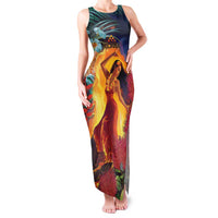 Hawaii Kilauea Big Islands Family Matching Tank Maxi Dress and Hawaiian Shirt Pele Goddess With Tropical Flowers LT14 Mom's Dress Art - Polynesian Pride