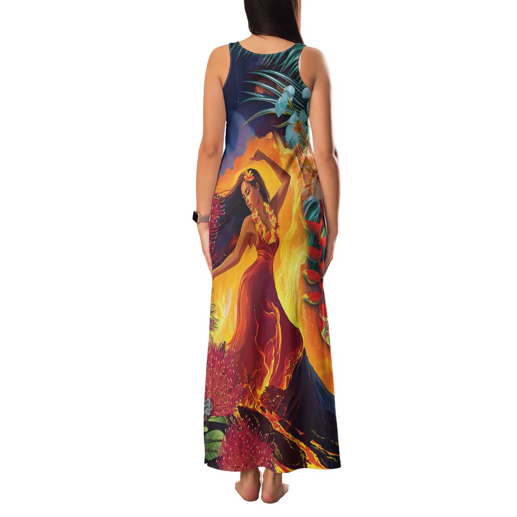 Hawaii Kilauea Big Islands Family Matching Tank Maxi Dress and Hawaiian Shirt Pele Goddess With Tropical Flowers LT14 - Polynesian Pride