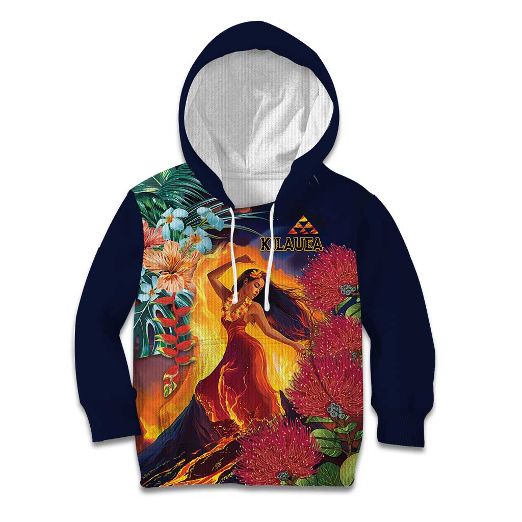 Hawaii Kilauea Big Islands Kid Hoodie Pele Goddess With Tropical Flowers LT14 Hoodie Art - Polynesian Pride