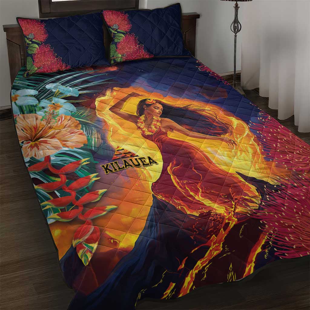 Hawaii Kilauea Big Islands Quilt Bed Set Pele Goddess With Tropical Flowers LT14 Art - Polynesian Pride