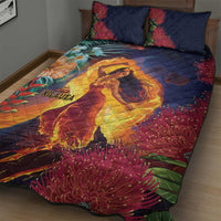 Hawaii Kilauea Big Islands Quilt Bed Set Pele Goddess With Tropical Flowers LT14 - Polynesian Pride