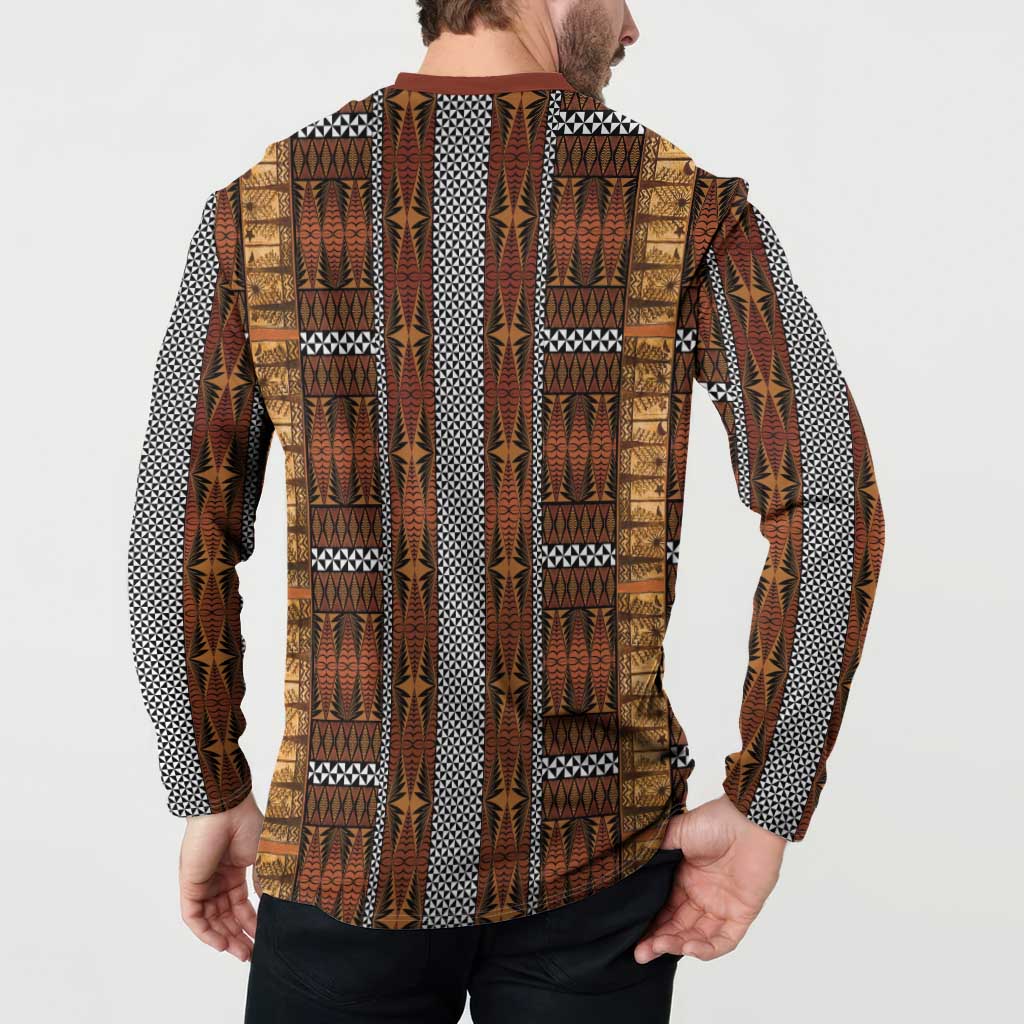 Malo e Lelei Tonga Button Sweatshirt Tongan Ngatu Tapa Cloth - Polynesian Pride
