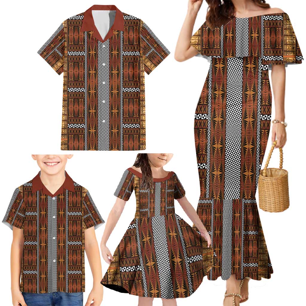 Malo e Lelei Tonga Family Matching Mermaid Dress and Hawaiian Shirt Tongan Ngatu Tapa Cloth LT14 - Polynesian Pride
