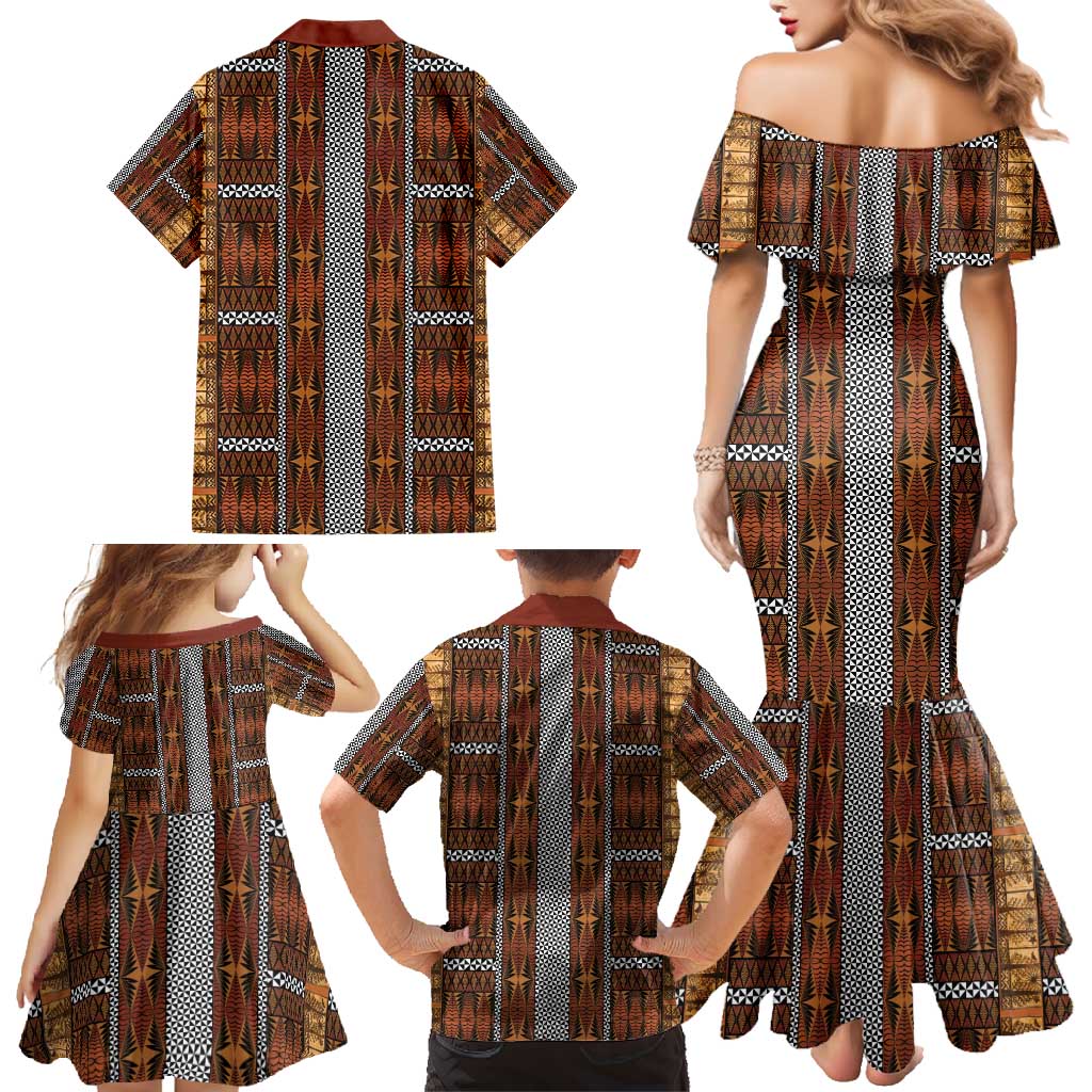 Malo e Lelei Tonga Family Matching Mermaid Dress and Hawaiian Shirt Tongan Ngatu Tapa Cloth LT14 - Polynesian Pride