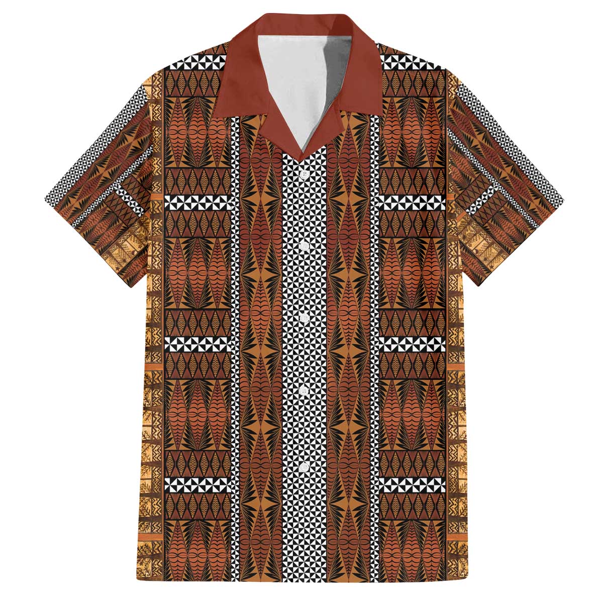Malo e Lelei Tonga Family Matching Off The Shoulder Long Sleeve Dress and Hawaiian Shirt Tongan Ngatu Tapa Cloth LT14 Dad's Shirt - Short Sleeve Orange - Polynesian Pride