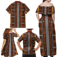 Malo e Lelei Tonga Family Matching Off Shoulder Maxi Dress and Hawaiian Shirt Tongan Ngatu Tapa Cloth LT14 - Polynesian Pride