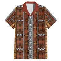 Malo e Lelei Tonga Family Matching Off Shoulder Maxi Dress and Hawaiian Shirt Tongan Ngatu Tapa Cloth LT14 Dad's Shirt - Short Sleeve Orange - Polynesian Pride