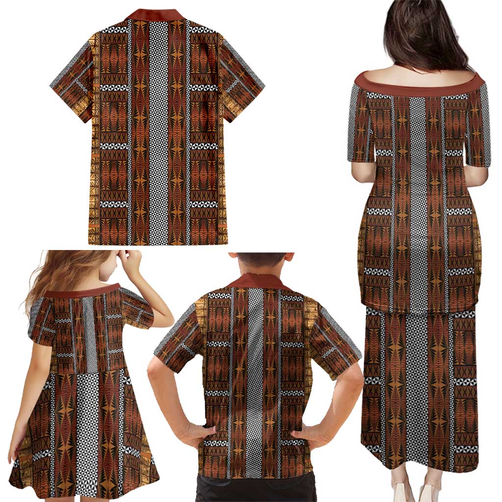 Malo e Lelei Tonga Family Matching Puletasi and Hawaiian Shirt Tongan Ngatu Tapa Cloth LT14 - Polynesian Pride