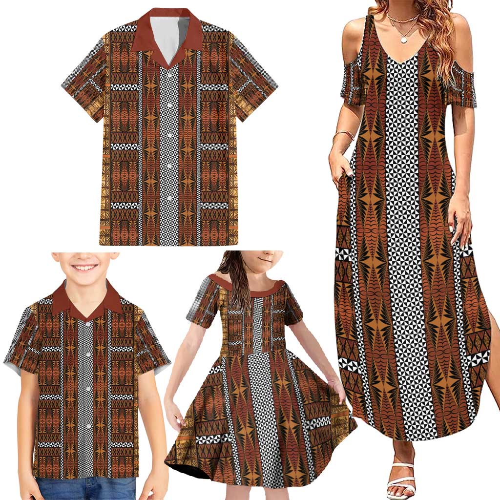 Malo e Lelei Tonga Family Matching Summer Maxi Dress and Hawaiian Shirt Tongan Ngatu Tapa Cloth LT14 - Polynesian Pride