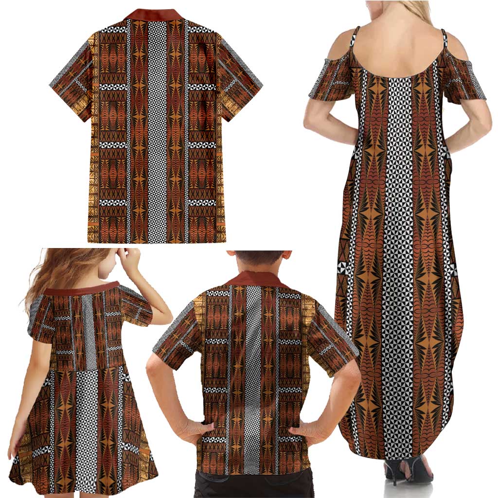 Malo e Lelei Tonga Family Matching Summer Maxi Dress and Hawaiian Shirt Tongan Ngatu Tapa Cloth LT14 - Polynesian Pride
