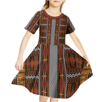 Malo e Lelei Tonga Kid Short Sleeve Dress Tongan Ngatu Tapa Cloth - Polynesian Pride