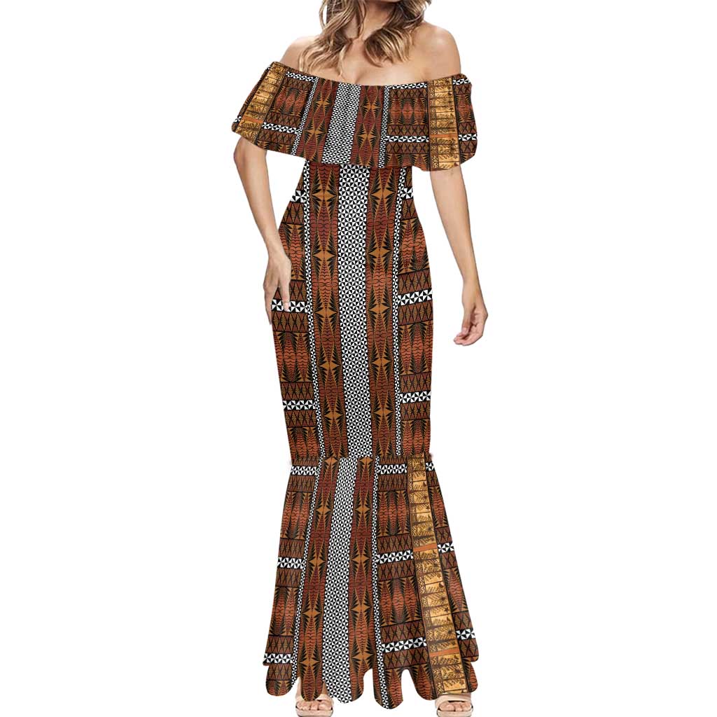Malo e Lelei Tonga Mermaid Dress Tongan Ngatu Tapa Cloth - Polynesian Pride