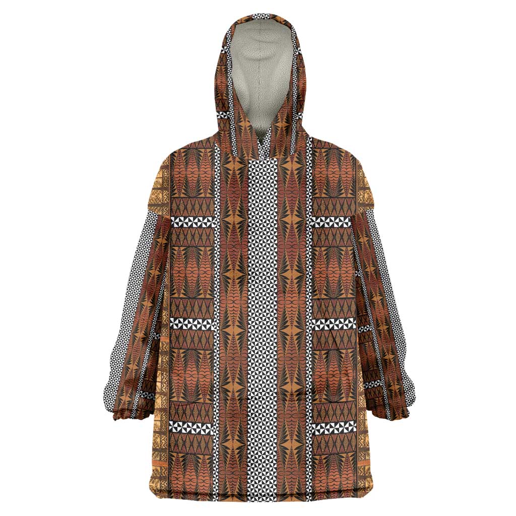 Malo e Lelei Tonga Wearable Blanket Hoodie Tongan Ngatu Tapa Cloth LT14 One Size Orange - Polynesian Pride