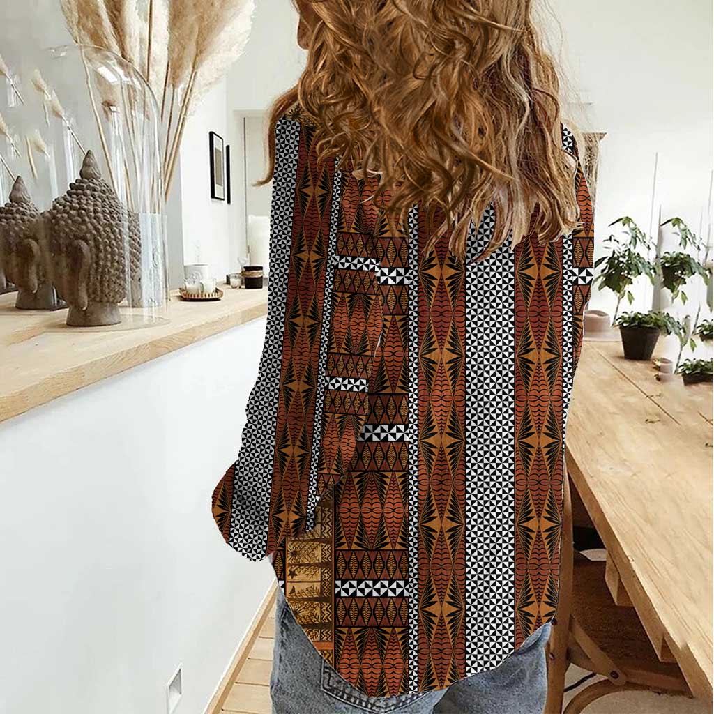 Malo e Lelei Tonga Women Casual Shirt Tongan Ngatu Tapa Cloth - Polynesian Pride