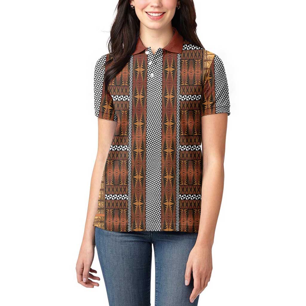 Malo e Lelei Tonga Women Polo Shirt Tongan Ngatu Tapa Cloth - Polynesian Pride