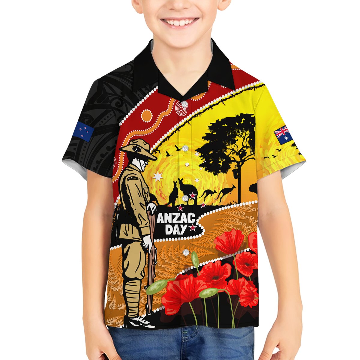 New Zealand And Australia ANZAC Day Hawaiian Shirt Aboriginal Maori Starring Night Style LT14 - Polynesian Pride