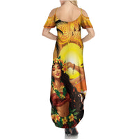 Aloha Hawaii Women's Day Family Matching Summer Maxi Dress and Hawaiian Shirt Hula Girl With Sunset Vibes LT14 - Polynesian Pride