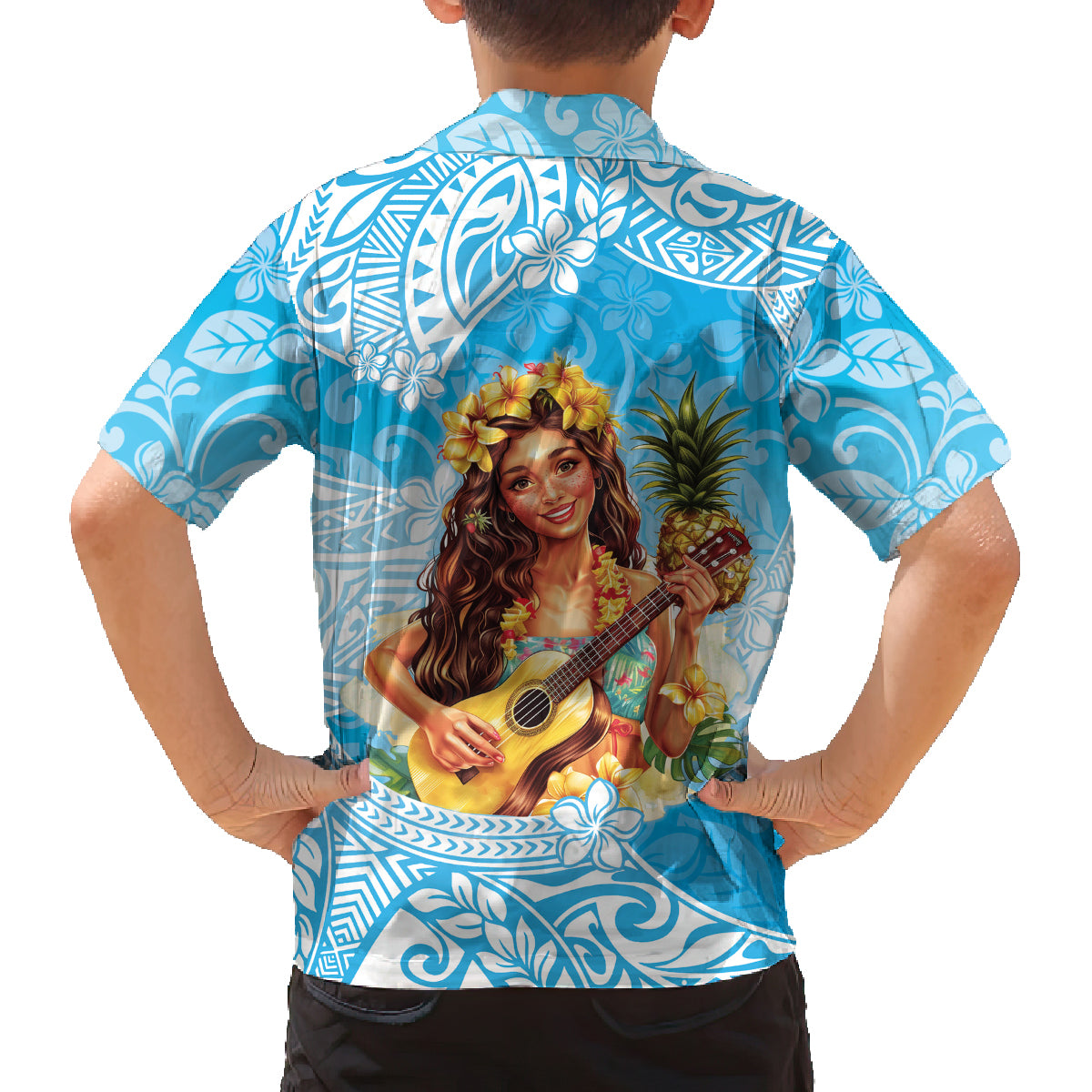 Aloha Hawaii Women's Day Family Matching Long Sleeve Bodycon Dress and Hawaiian Shirt Hula Girl With Ukulele Tropical Style LT14 - Polynesian Pride