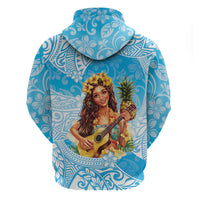 Aloha Hawaii Women's Day Zip Hoodie Hula Girl With Ukulele Tropical Style LT14 - Polynesian Pride
