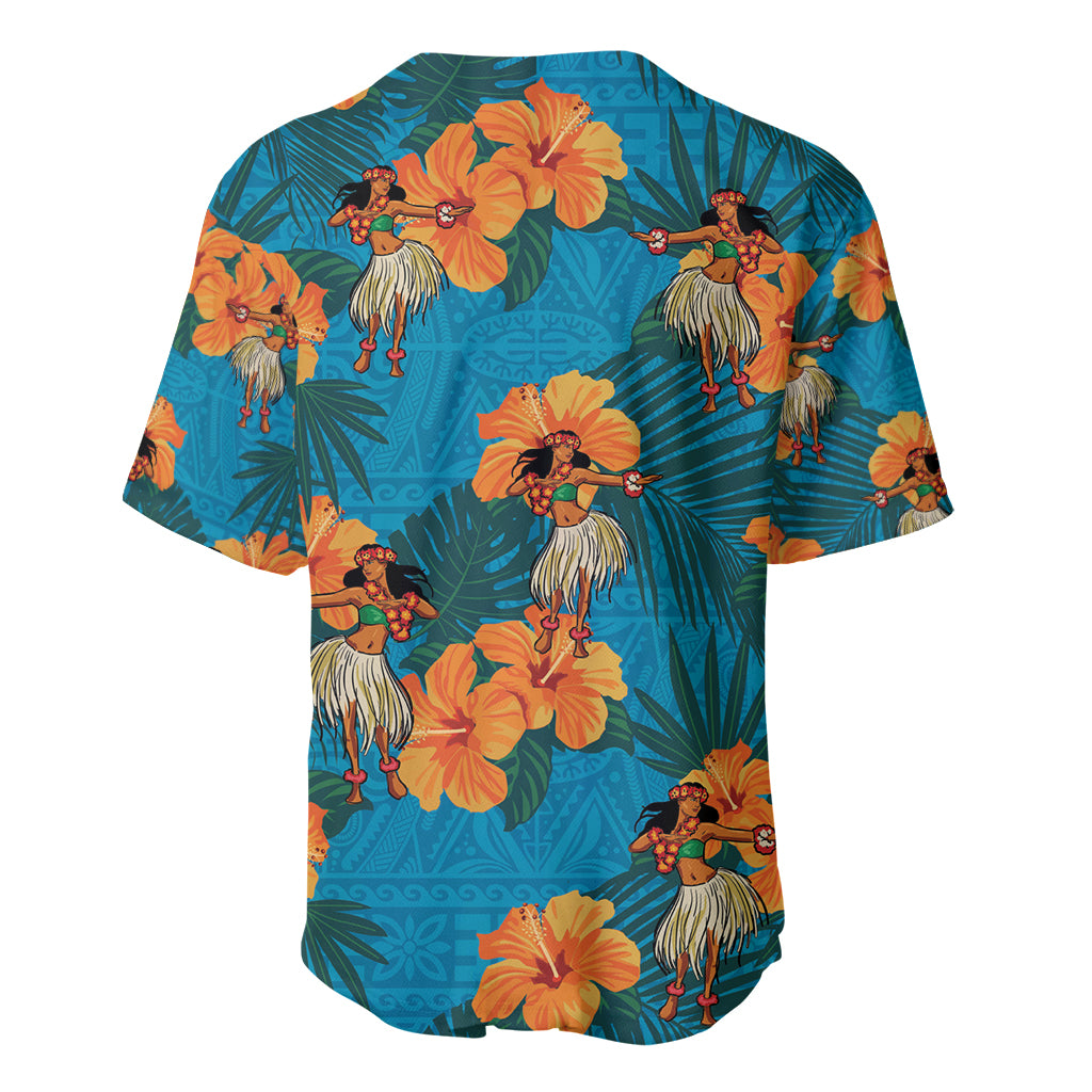 Hawaii Luau Party Baseball Jersey Dancing Girl Tropical Flowers LT14 - Polynesian Pride