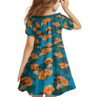 Hawaii Luau Party Family Matching Off Shoulder Long Sleeve Dress and Hawaiian Shirt Dancing Girl Tropical Flowers LT14 - Polynesian Pride