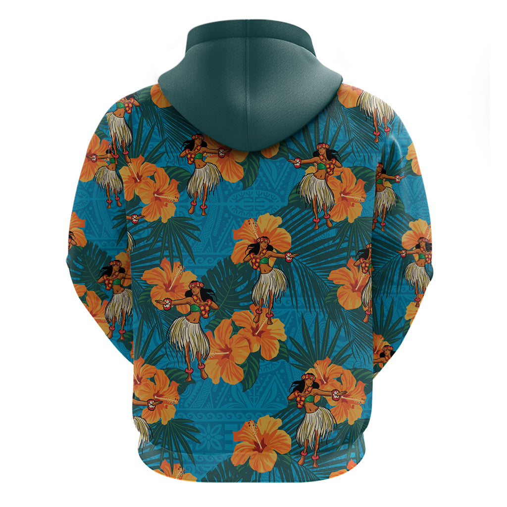 Hawaii Luau Party Hoodie Dancing Girl Tropical Flowers LT14 - Polynesian Pride
