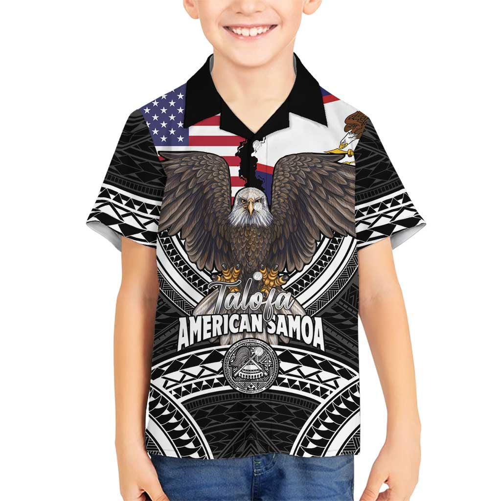 Talofa American Samoa Flag Day Family Matching Off Shoulder Maxi Dress and Hawaiian Shirt Bald Eagle Polynesian Tattoo