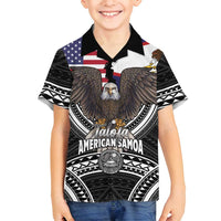 Talofa American Samoa Flag Day Family Matching Off Shoulder Short Dress and Hawaiian Shirt Bald Eagle Polynesian Tattoo