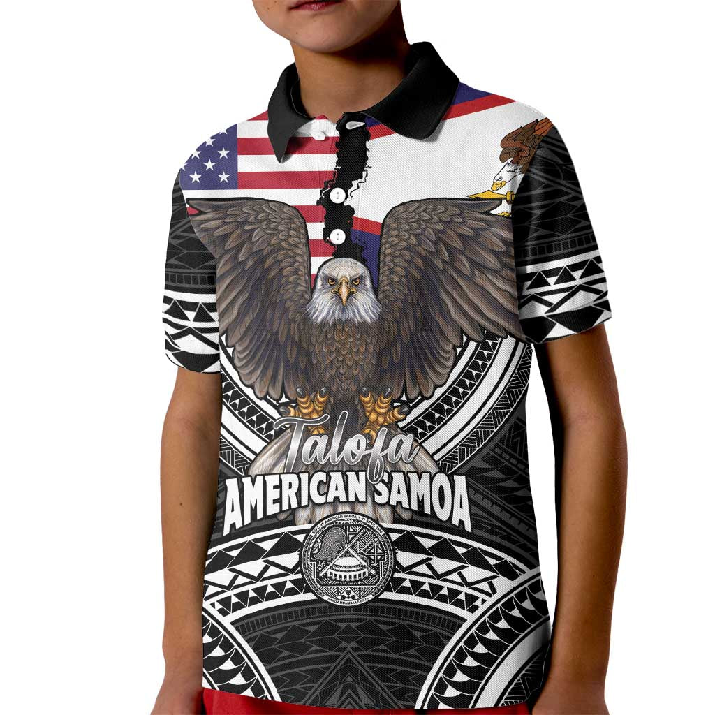 Talofa American Samoa Flag Day Kid Polo Shirt Bald Eagle Polynesian Tattoo