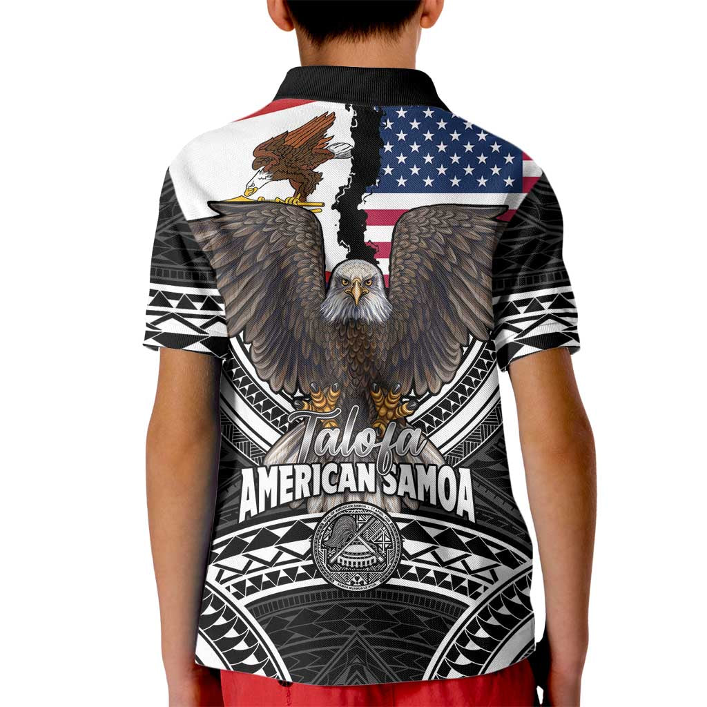 Talofa American Samoa Flag Day Kid Polo Shirt Bald Eagle Polynesian Tattoo