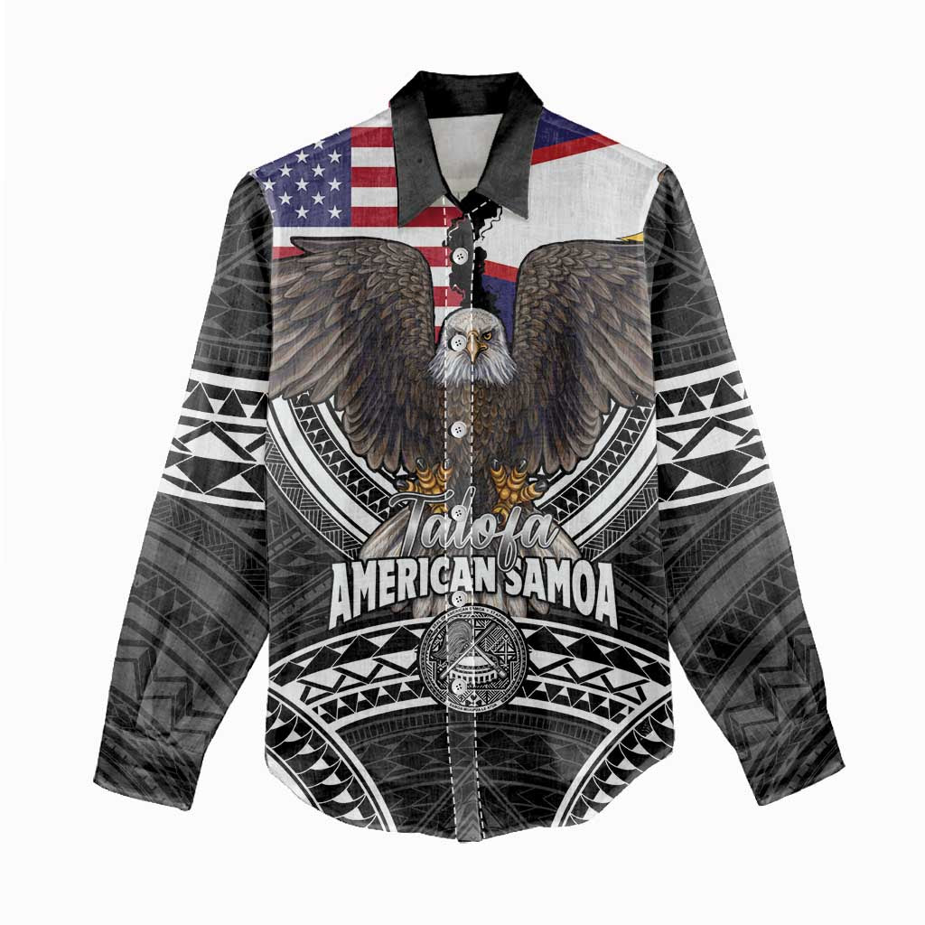 Talofa American Samoa Flag Day Women Casual Shirt Bald Eagle Polynesian Tattoo