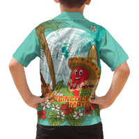 Hawaii Cinco de Mayo Family Matching Off The Shoulder Long Sleeve Dress and Hawaiian Shirt Chili Pepper Hula Girl Tropical Vibes LT14 - Polynesian Pride