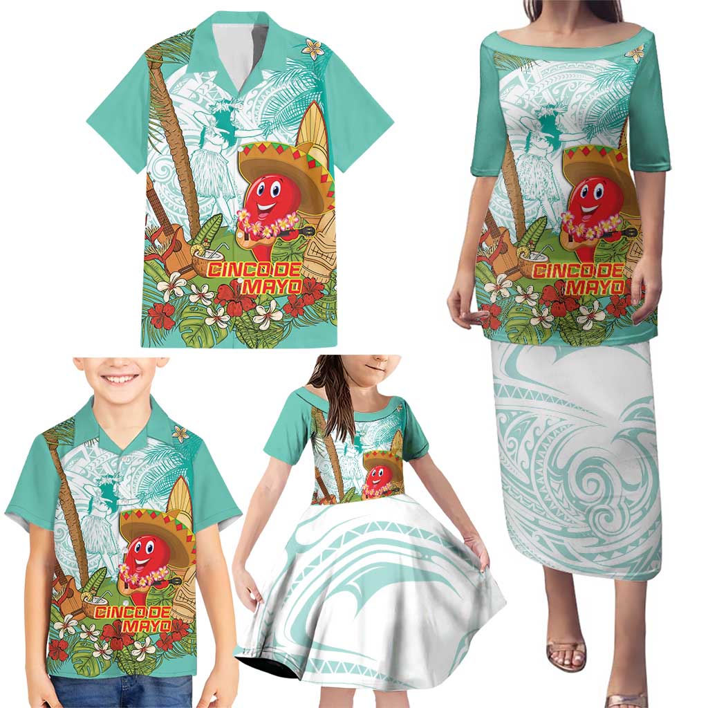 Hawaii Cinco de Mayo Family Matching Puletasi and Hawaiian Shirt Chili Pepper Hula Girl Tropical Vibes LT14 - Polynesian Pride