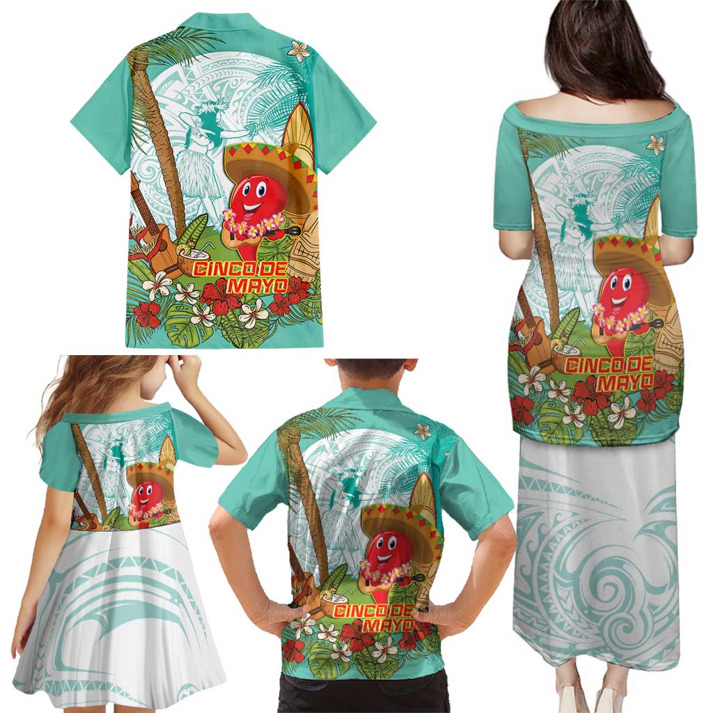 Hawaii Cinco de Mayo Family Matching Puletasi and Hawaiian Shirt Chili Pepper Hula Girl Tropical Vibes LT14 - Polynesian Pride