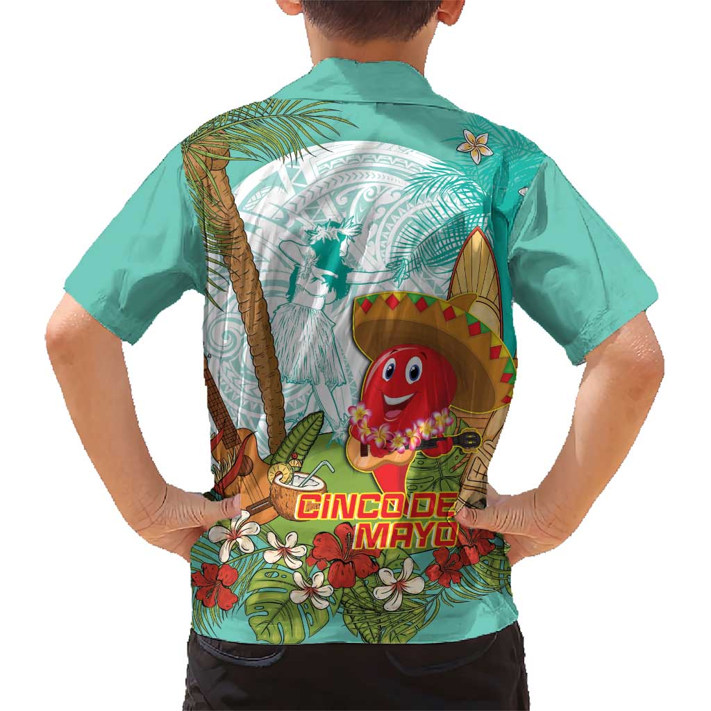 Hawaii Cinco de Mayo Family Matching Short Sleeve Bodycon Dress and Hawaiian Shirt Chili Pepper Hula Girl Tropical Vibes LT14 - Polynesian Pride
