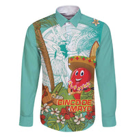 Hawaii Cinco de Mayo Family Matching Short Sleeve Bodycon Dress and Hawaiian Shirt Chili Pepper Hula Girl Tropical Vibes LT14 Dad's Shirt - Long Sleeve Turquoise - Polynesian Pride