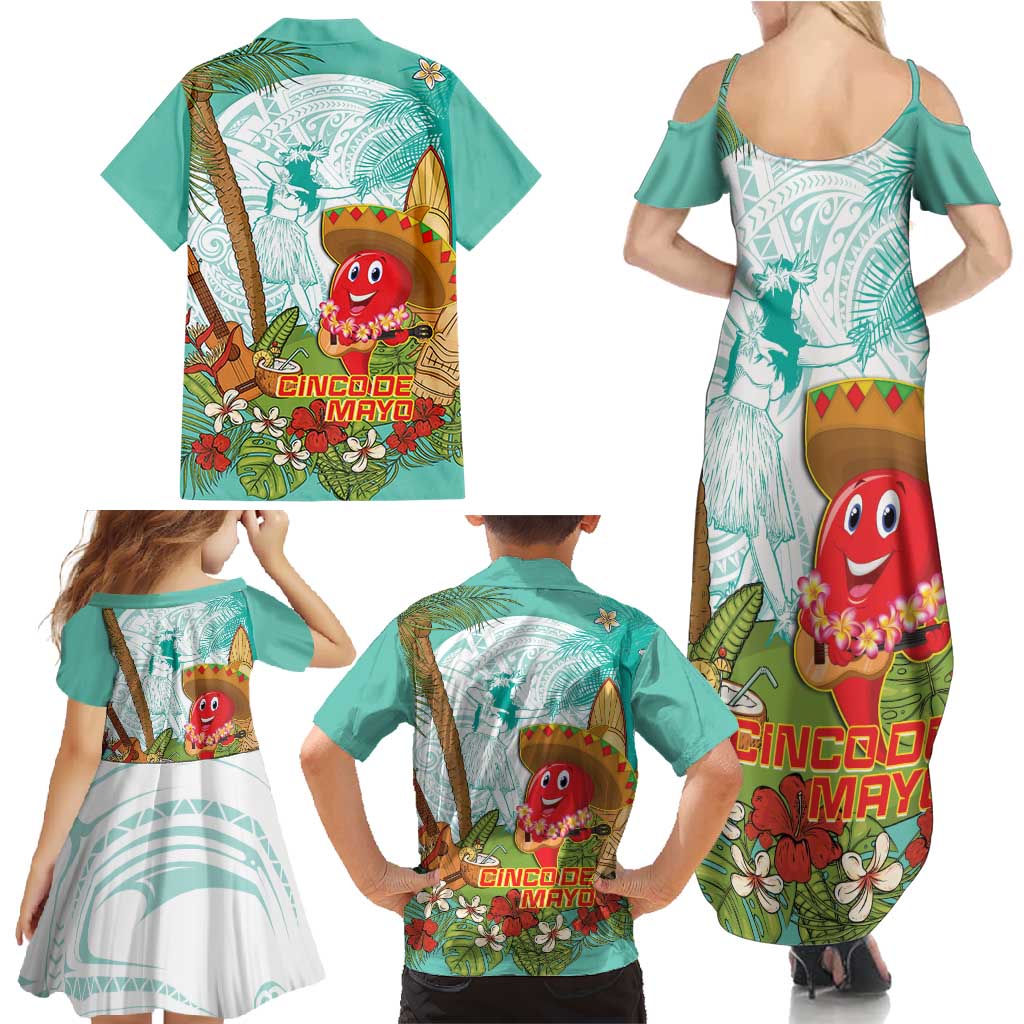 Hawaii Cinco de Mayo Family Matching Summer Maxi Dress and Hawaiian Shirt Chili Pepper Hula Girl Tropical Vibes LT14 - Polynesian Pride