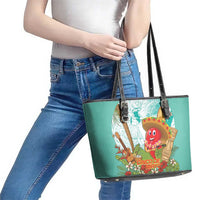 Hawaii Cinco de Mayo Leather Tote Bag Chili Pepper Hula Girl Tropical Vibes