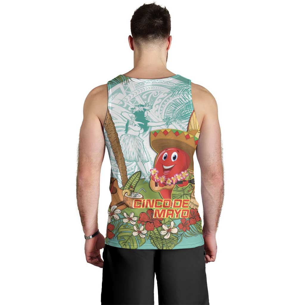Hawaii Cinco de Mayo Men Tank Top Chili Pepper Hula Girl Tropical Vibes LT14 - Polynesian Pride