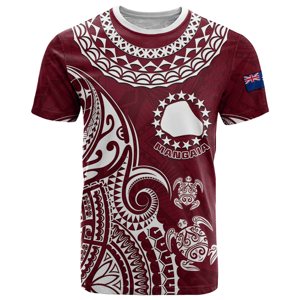 Custom Mangaia Cook Islands T Shirt Polynesian Sea Turtle LT14 Maroon - Polynesian Pride