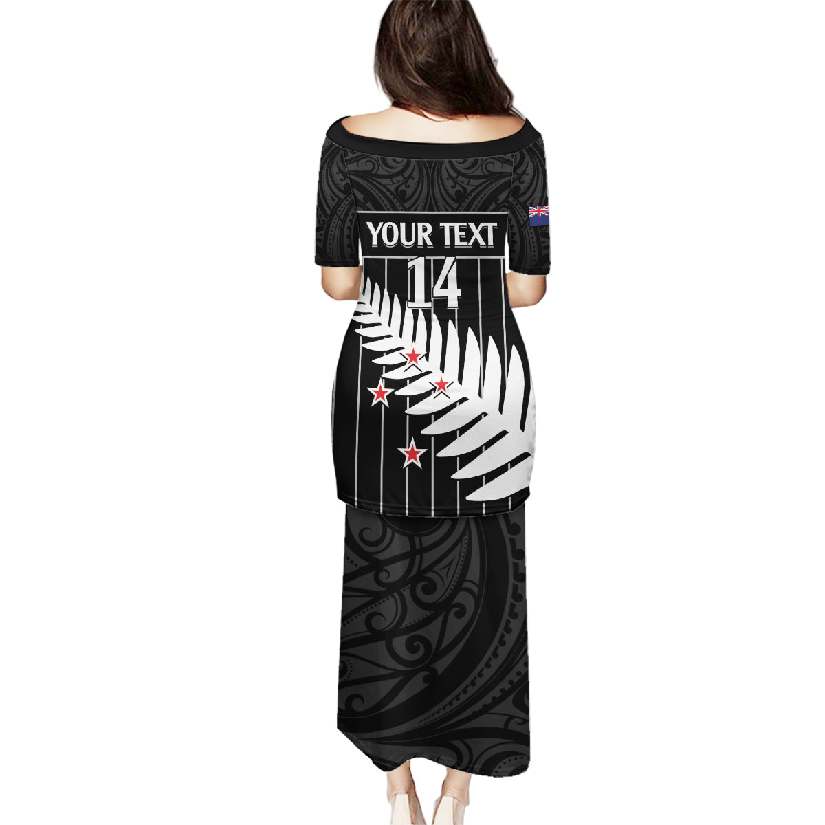 Custom New Zealand Silver Fern Cricket Family Matching Puletasi and Hawaiian Shirt Aotearoa Maori Go Black Cap LT14 - Polynesian Pride