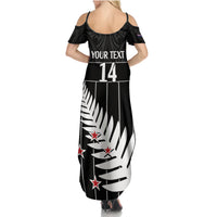 Custom New Zealand Silver Fern Cricket Family Matching Summer Maxi Dress and Hawaiian Shirt Aotearoa Maori Go Black Cap LT14 - Polynesian Pride