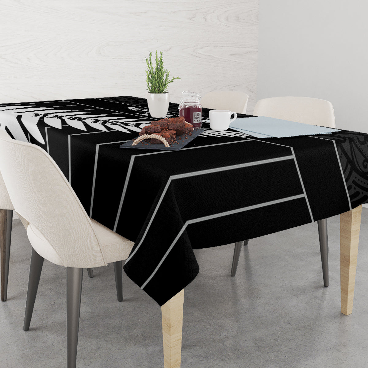 Custom New Zealand Silver Fern Cricket Tablecloth Aotearoa Maori Go Black Cap LT14 - Polynesian Pride