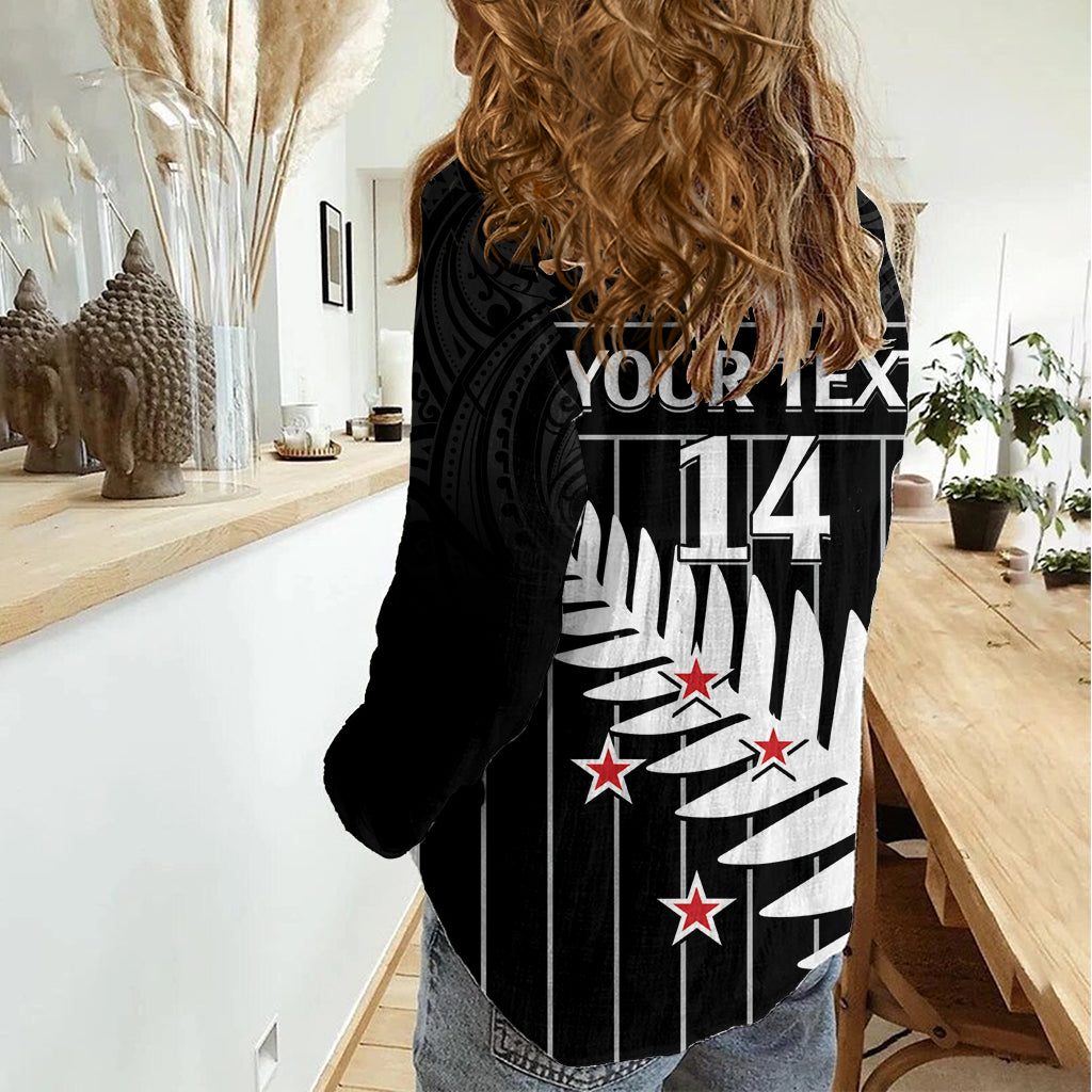 Custom New Zealand Silver Fern Cricket Women Casual Shirt Aotearoa Maori Go Black Cap LT14 - Polynesian Pride