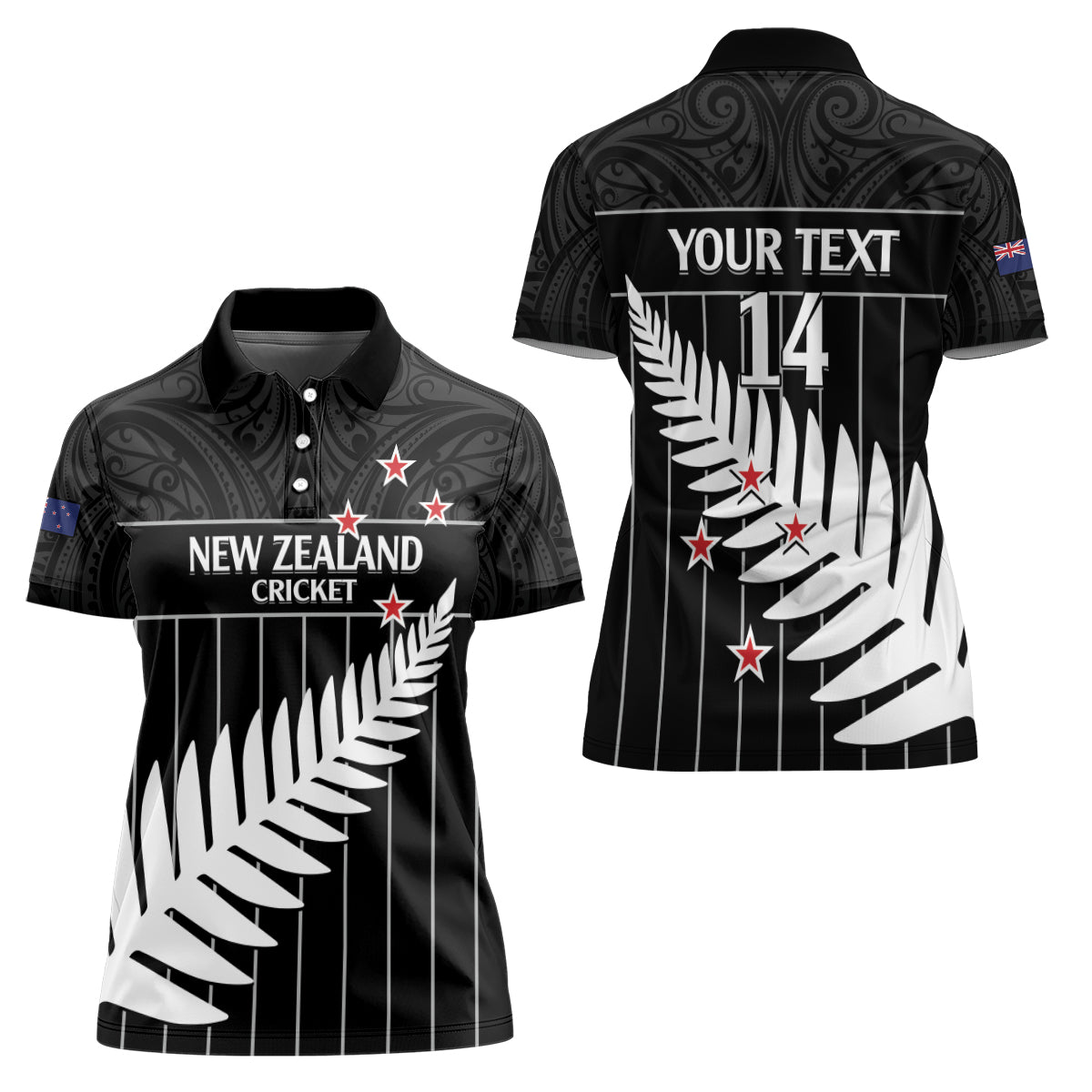 Custom New Zealand Silver Fern Cricket Women Polo Shirt Aotearoa Maori Go Black Cap LT14 - Polynesian Pride